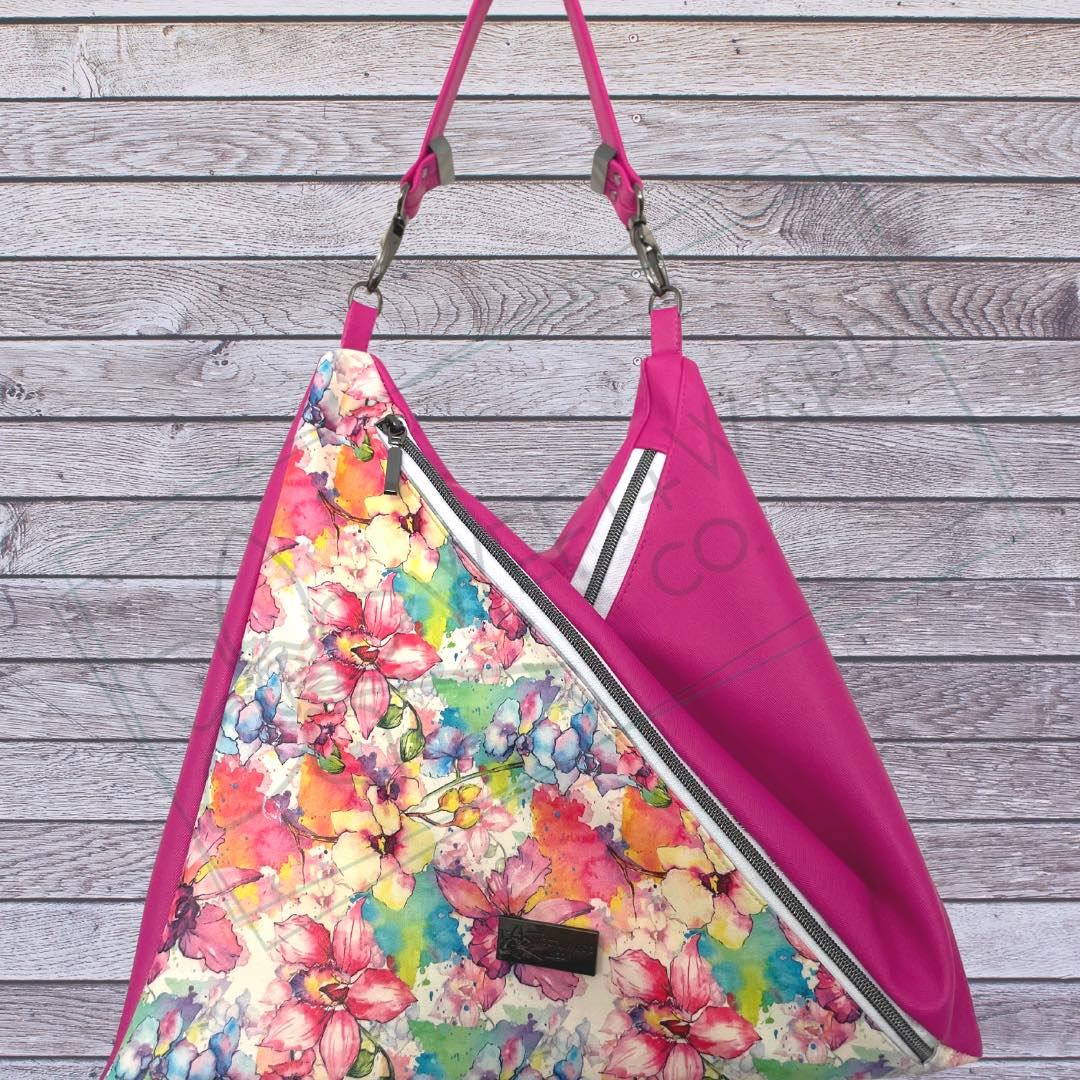 Boho Bag, Hobo Bags, Triangle Fabric Bag in Pink, Blue, Black, Green C Pink